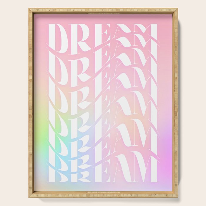 Day Dream on Pink pastel gradient Serving Tray Gallery Image 1