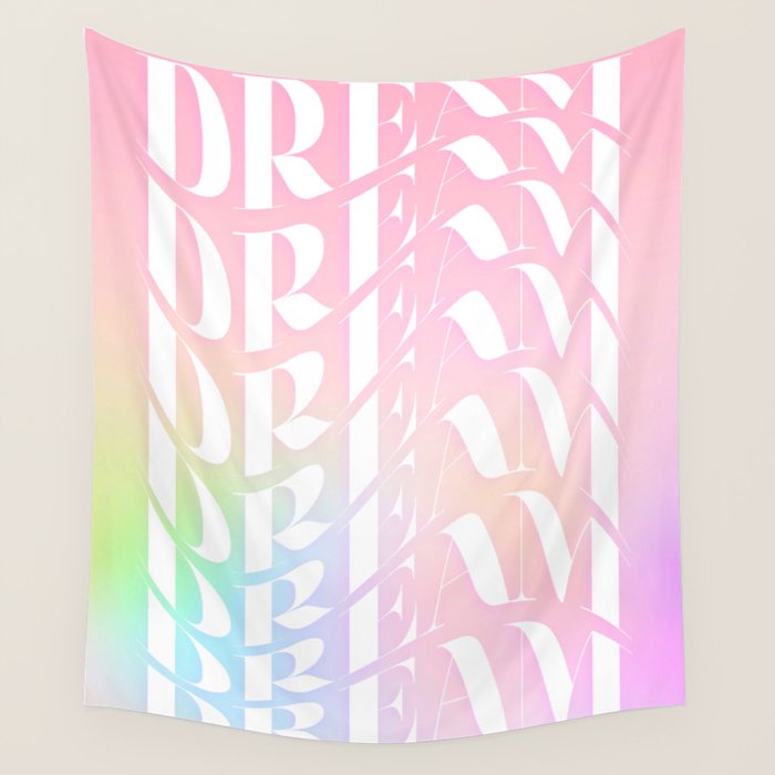 Day Dream on Pink pastel gradient Wall Tapestry Gallery Image 4