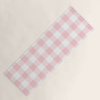 Large Valentine Soft Blush Pink and White Buffalo Check Plaid Yoga Mat Gallery Image 1