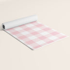 Large Valentine Soft Blush Pink and White Buffalo Check Plaid Yoga Mat Gallery Image 2