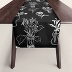 Wildflowers and vases in dark background Table Runner Gallery Image 1
