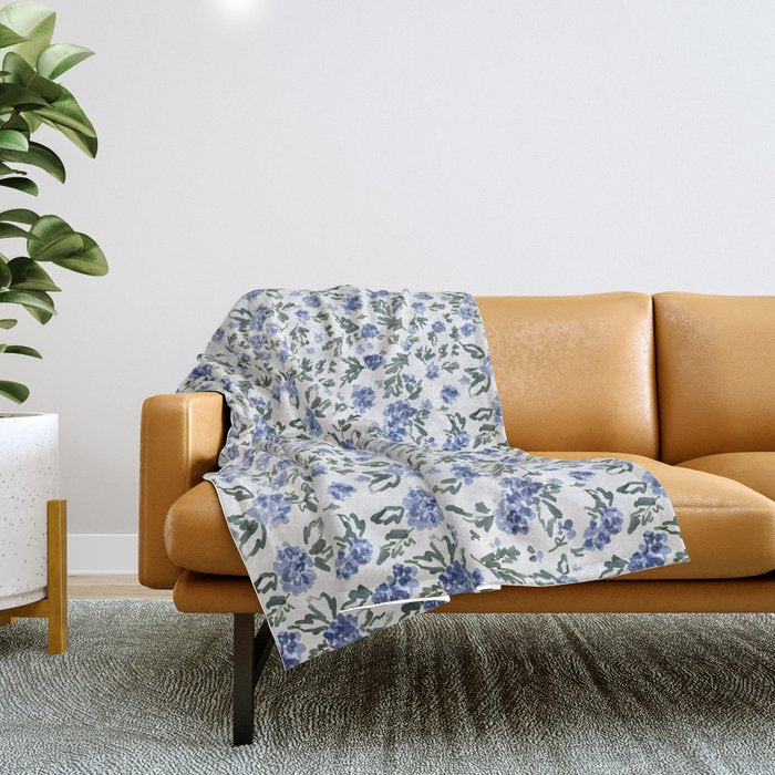 English Countryside Hydrangeas Throw Blanket Gallery Image 1