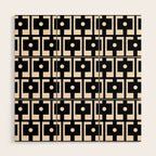 Mid Century Modern Rektangel Geometric Pattern Black and Almond Cream Wood Wall Art Gallery Image 1