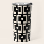 Mid Century Modern Rektangel Geometric Pattern Black and Almond Cream Travel Mug Gallery Image 2