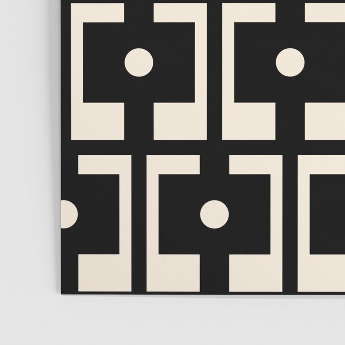 Mid Century Modern Rektangel Geometric Pattern Black and Almond Cream Poster Gallery Image 3