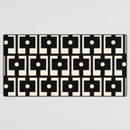 Mid Century Modern Rektangel Geometric Pattern Black and Almond Cream Desk Mat Gallery Image 3