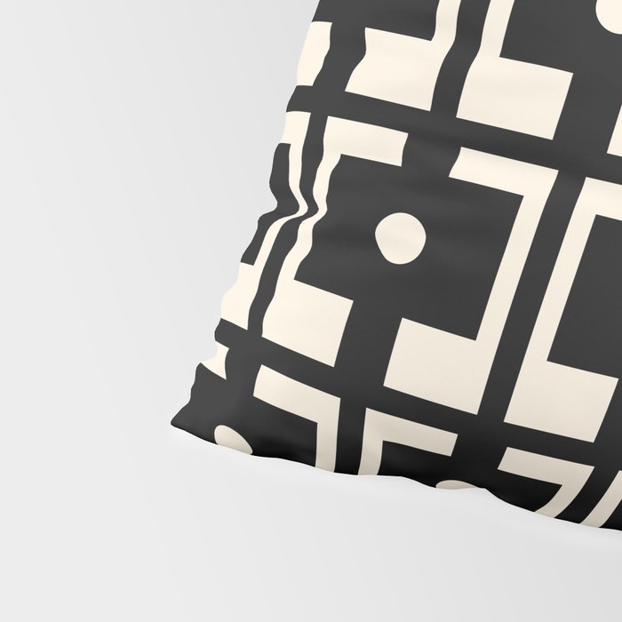Mid Century Modern Rektangel Geometric Pattern Black and Almond Cream Pillow Sham Gallery Image 4