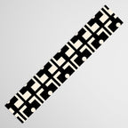 Mid Century Modern Rektangel Geometric Pattern Black and Almond Cream Table Runner Gallery Image 3