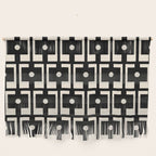 Mid Century Modern Rektangel Geometric Pattern Black and Almond Cream Wall Hanging Gallery Image 1