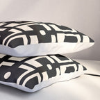 Mid Century Modern Rektangel Geometric Pattern Black and Almond Cream Pillow Sham Gallery Image 3
