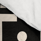 Mid Century Modern Rektangel Geometric Pattern Black and Almond Cream Comforter Gallery Image 4