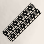 Mid Century Modern Rektangel Geometric Pattern Black and Almond Cream Yoga Mat Gallery Image 1