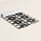 Mid Century Modern Rektangel Geometric Pattern Black and Almond Cream Yoga Mat Gallery Image 2
