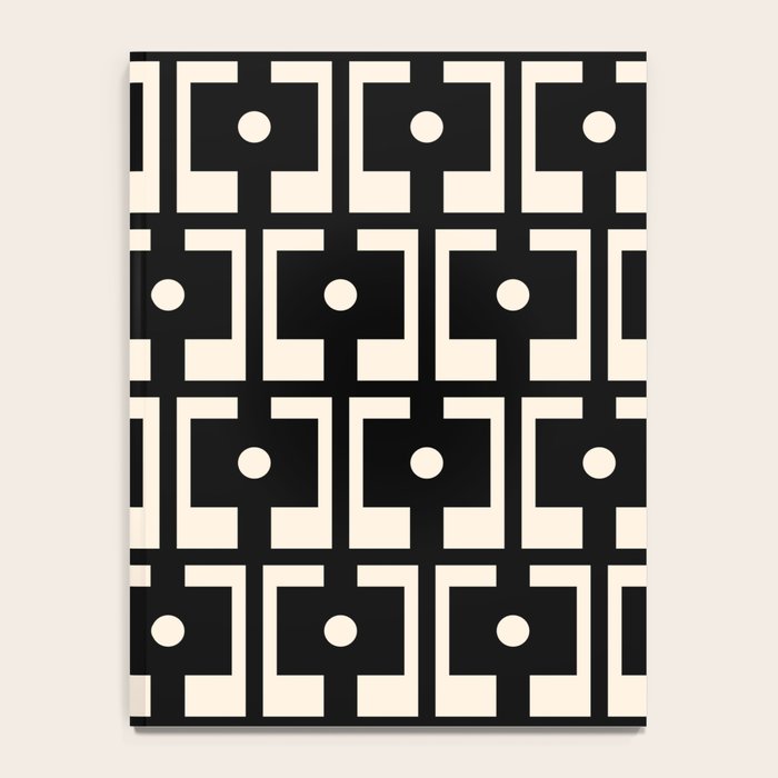 Mid Century Modern Rektangel Geometric Pattern Black and Almond Cream Notebook Gallery Image 4