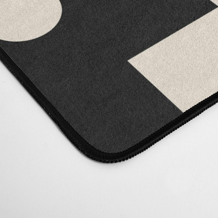 Mid Century Modern Rektangel Geometric Pattern Black and Almond Cream Desk Mat Gallery Image 4