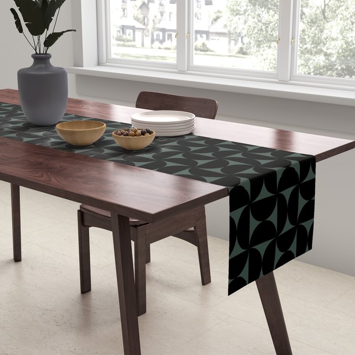 Bauhaus Mid Century Modern Geometric Pattern VI Table Runner Gallery Image 2