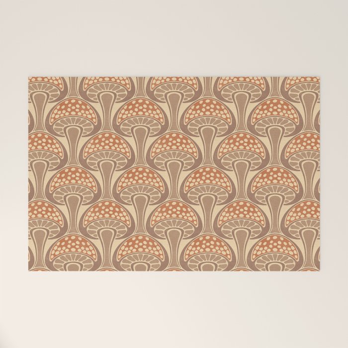 Art Nouveau Mushrooms - taupe and rust Welcome Mat Gallery Image 1