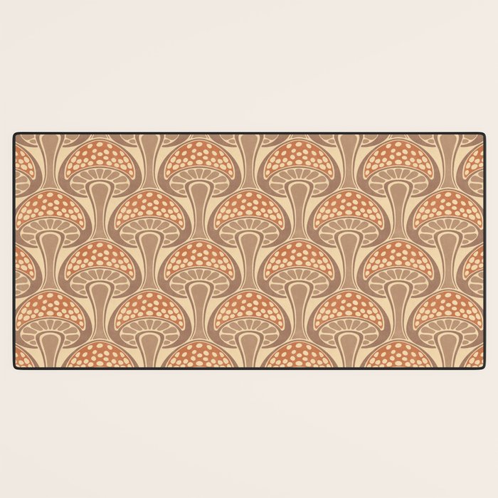 Art Nouveau Mushrooms - taupe and rust Desk Mat Gallery Image 3