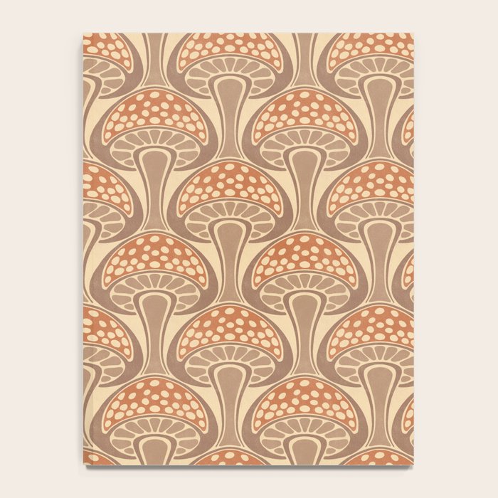 Art Nouveau Mushrooms - taupe and rust Notebook Gallery Image 4