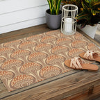 Art Nouveau Mushrooms - taupe and rust Outdoor Rug Gallery Image 2