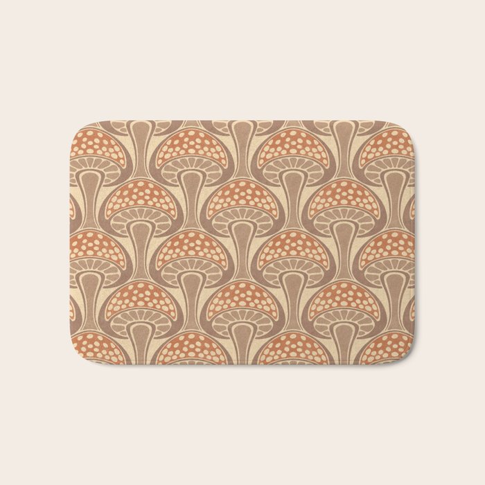 Art Nouveau Mushrooms - taupe and rust Bath Mat Gallery Image 1