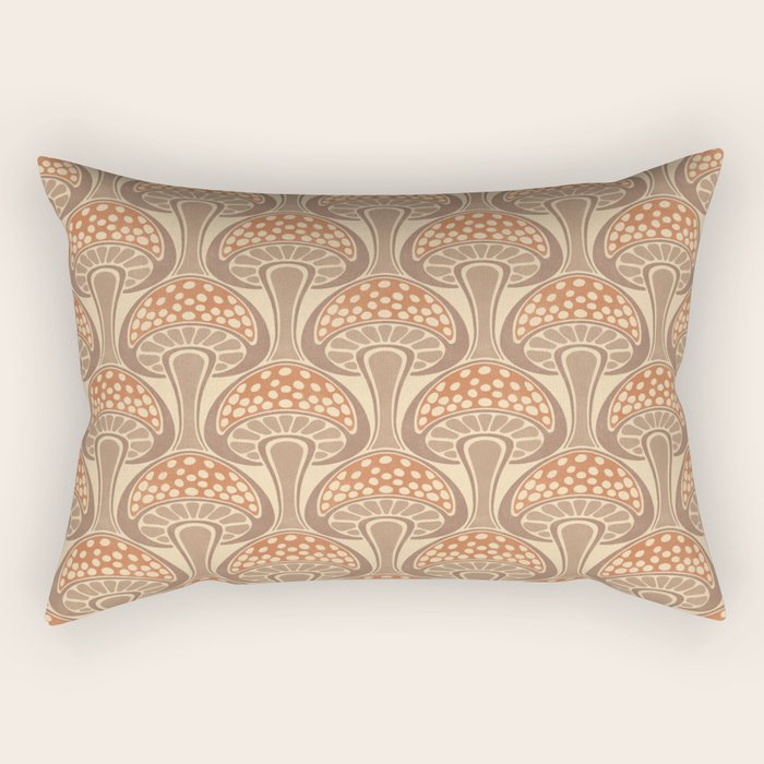 Art Nouveau Mushrooms - taupe and rust Rectangular Pillow Gallery Image 2