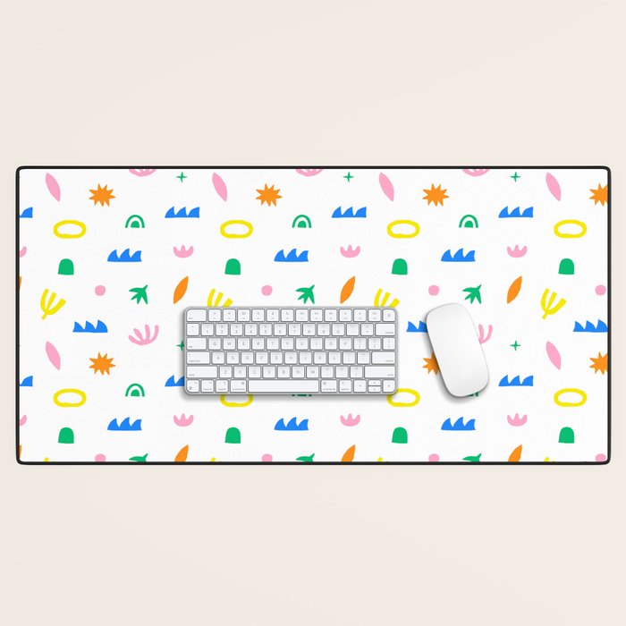 Colorful abstract organic shape art pattern Desk Mat Gallery Image 1