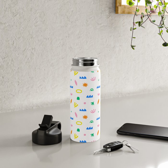 Colorful abstract organic shape art pattern Water Bottle Gallery Image 4