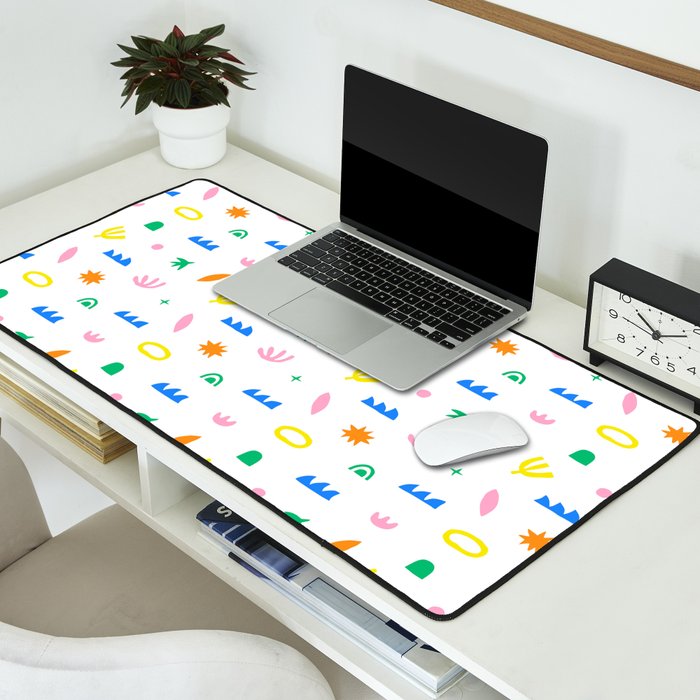 Colorful abstract organic shape art pattern Desk Mat Gallery Image 2