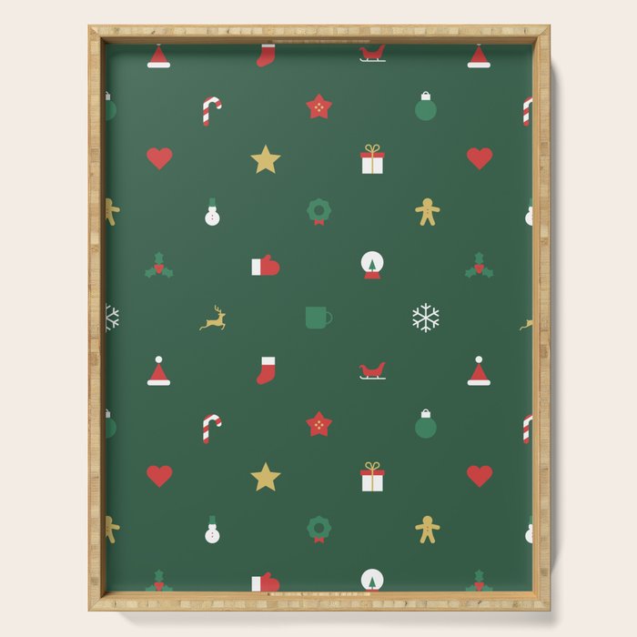 Geometric christmas decoration pattern Serving Tray Gallery Image 1