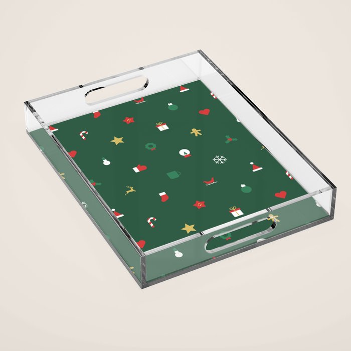 Geometric christmas decoration pattern Acrylic Tray Gallery Image 1