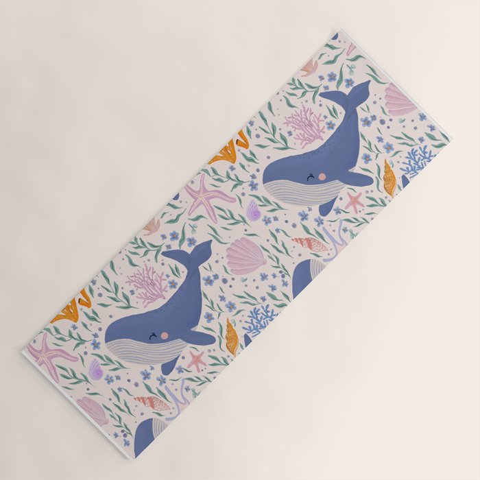 Adorable Whale and Sea Life illustration Yoga Mat Gallery Image 1