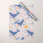 Adorable Whale and Sea Life illustration Wrapping Paper Gallery Image 1