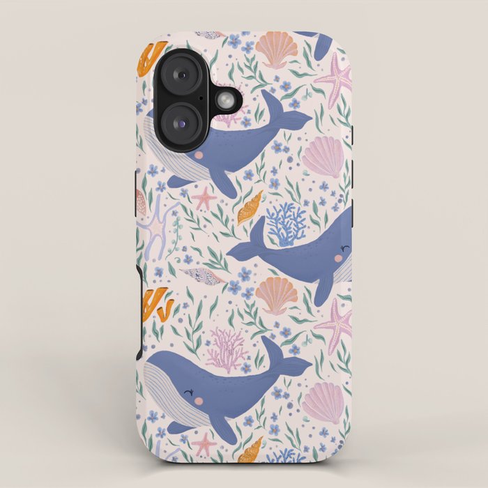Adorable Whale and Sea Life illustration iPhone Case Gallery Image 1