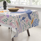 Adorable Whale and Sea Life illustration Tablecloth Gallery Image 3