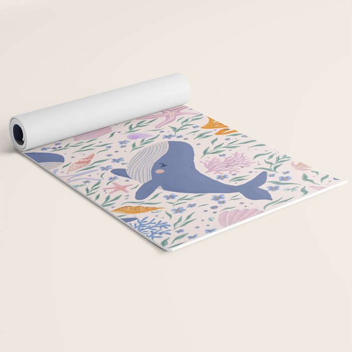 Adorable Whale and Sea Life illustration Yoga Mat Gallery Image 2