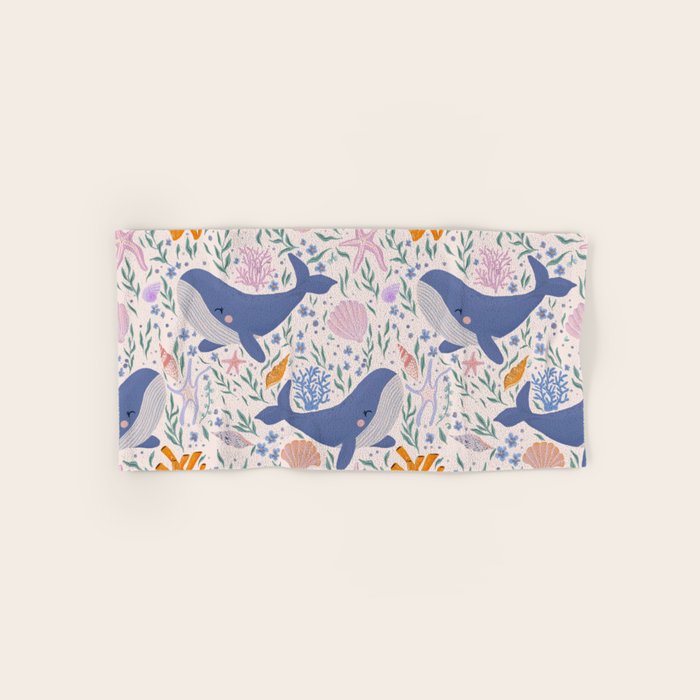 Adorable Whale and Sea Life illustration Bath Towel Gallery Image 1