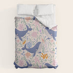 Adorable Whale and Sea Life illustration Duvet Cover Gallery Image 6