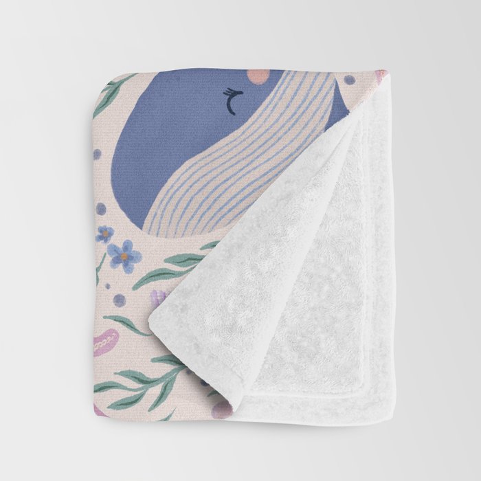 Adorable Whale and Sea Life illustration Throw Blanket Gallery Image 3