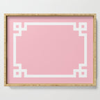 Pink and White Greek Key Border Serving Tray Gallery Image 1