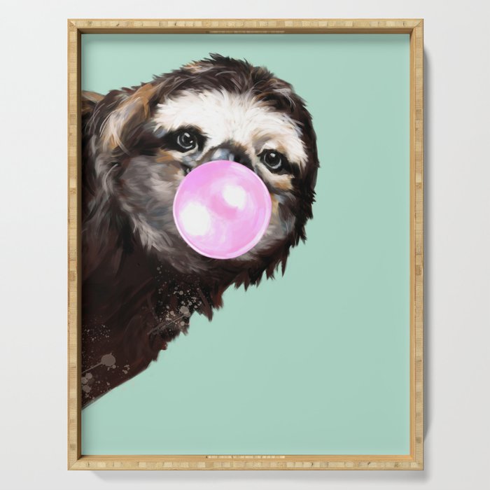 Bubble Gum Sneaky Sloth in Green Serving Tray Gallery Image 1