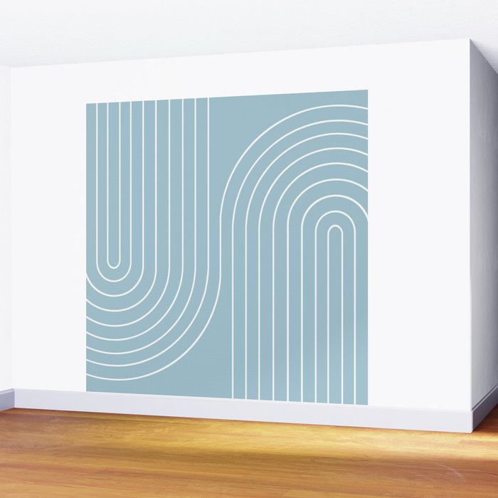 Minimal Line Curvature XCVII Sky Blue Wall Mural Gallery Image 2