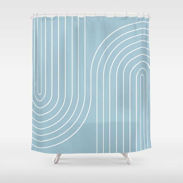 Minimal Line Curvature XCVII Sky Blue Shower Curtain Gallery Image 1