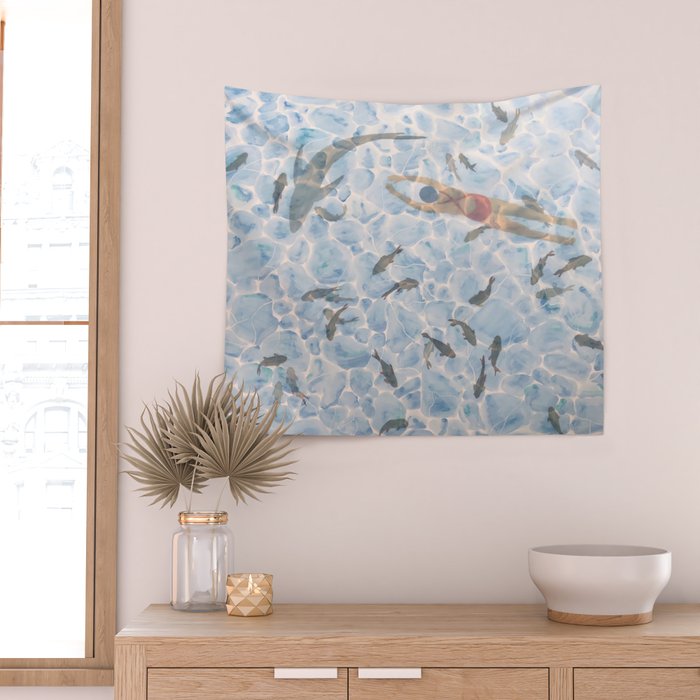 Swimming Wall Tapestry Gallery Image 2