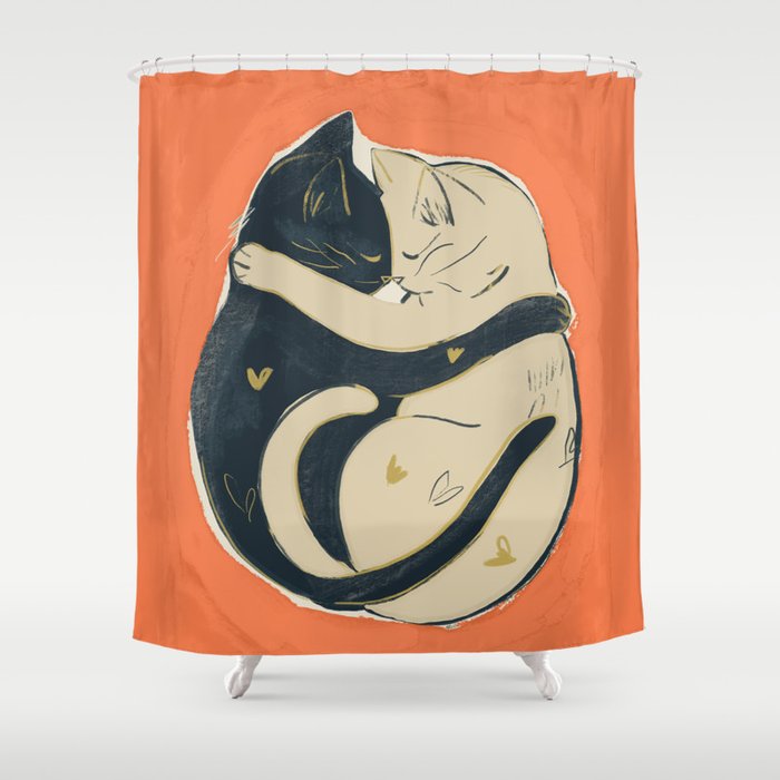 Cats In Love 5 Shower Curtain Gallery Image 1