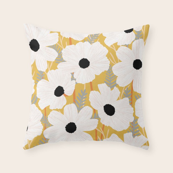 White Daisies Throw Pillow Gallery Image 6