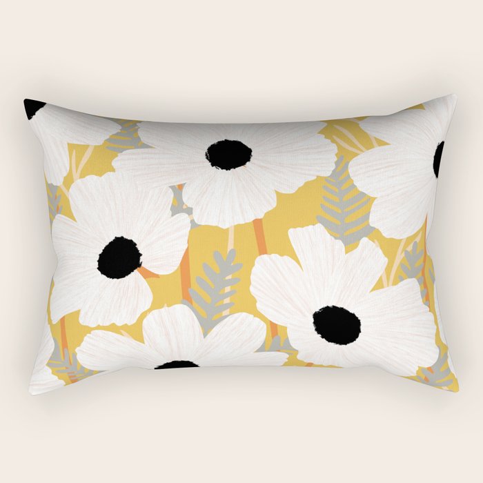 White Daisies Rectangular Pillow Gallery Image 2