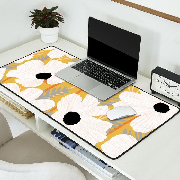 White Daisies Desk Mat Gallery Image 2