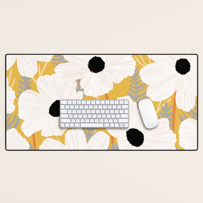 White Daisies Desk Mat Gallery Image 1