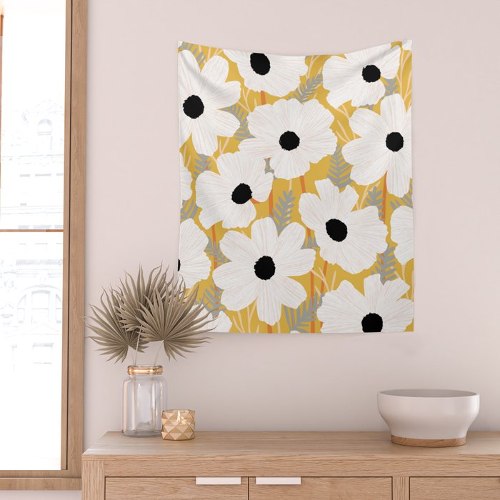 White Daisies Wall Tapestry Gallery Image 2